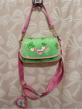 Juicy Couture Pink & Green Cherry Crossbody Bag